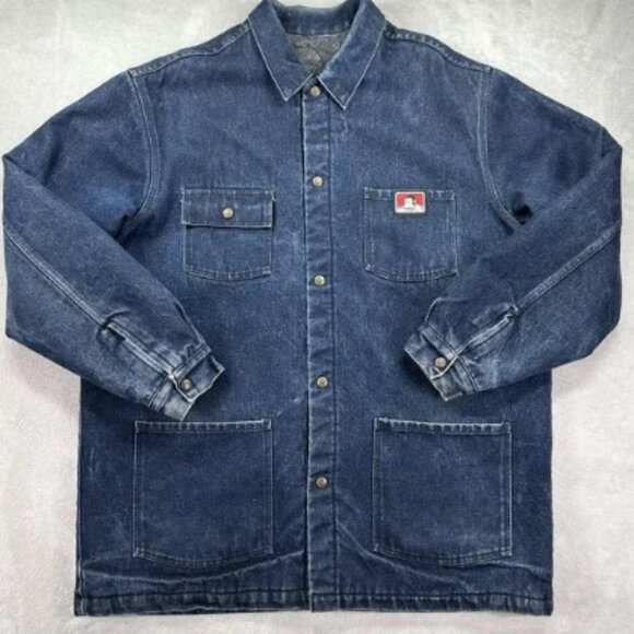 Ben Davis Jacket Mens 2XL Blue Denim Blanket Lined Chore Coat Workwear Made USA - Picture 1 of 12